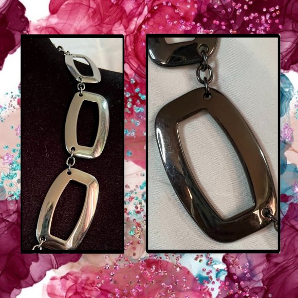 Dark Grey Rectangular Earrings & Necklace Set - Picture 3 of 7